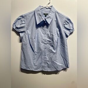 Wild Fable Women's Puff Sleeve Button-Down Shirt Light Blue Size XXL NWT